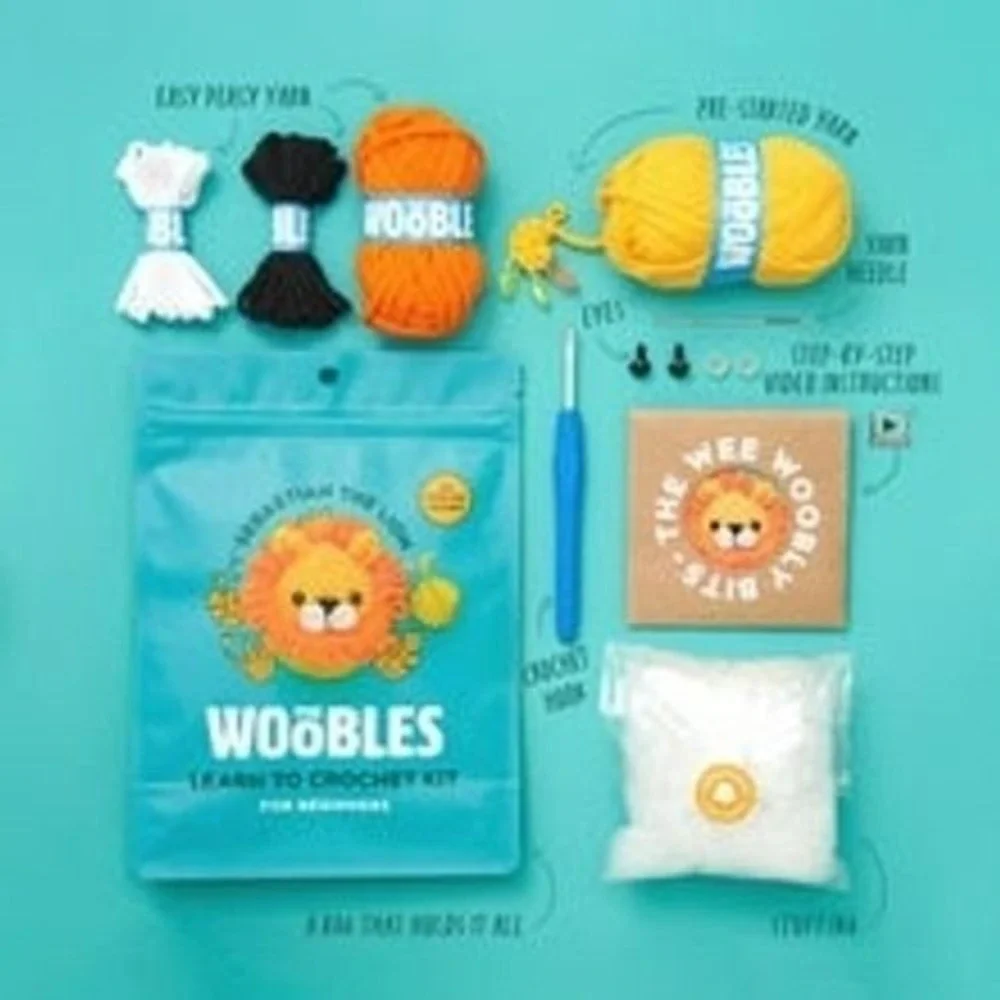 The Woobles Sebastian the Lion Learn to Crochet Kit for Beginners Amigurumi